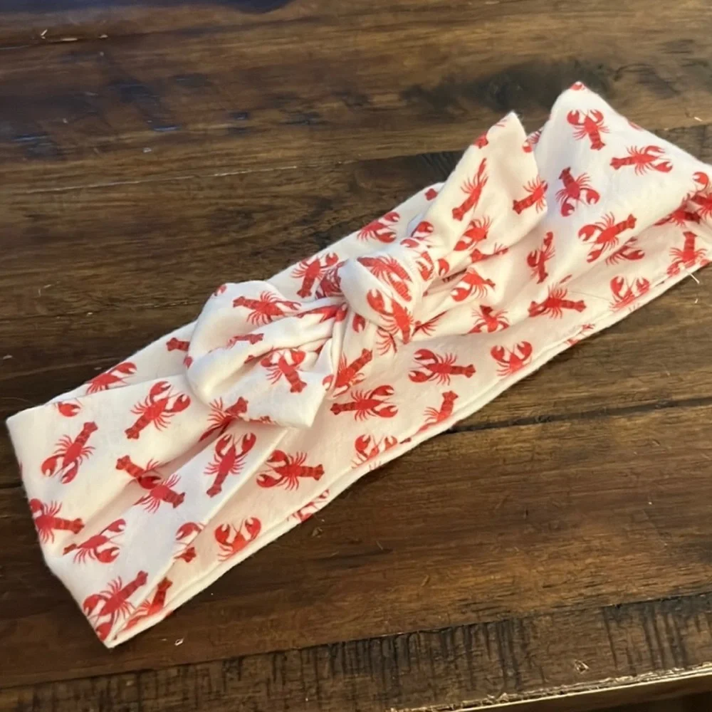 Lobster Print Kids Headband - Red and White